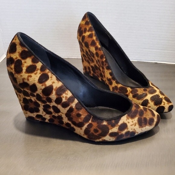 Brian Atwood Shoes - Brian Atwood Calf Hair Bejo Wedge Leopard Print Heels Size 6.5